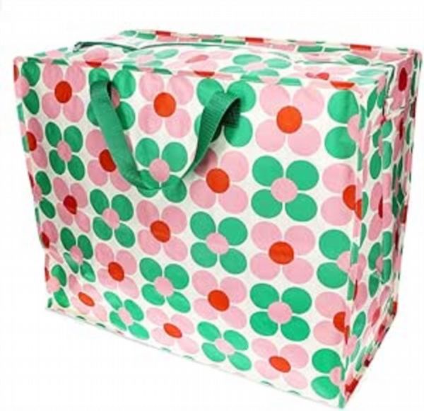Jumbo storage bag - Pink and green Daisy